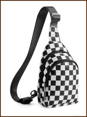 Checkered Sling Bag Small Backpack Crossbody Chest Fanny Purse